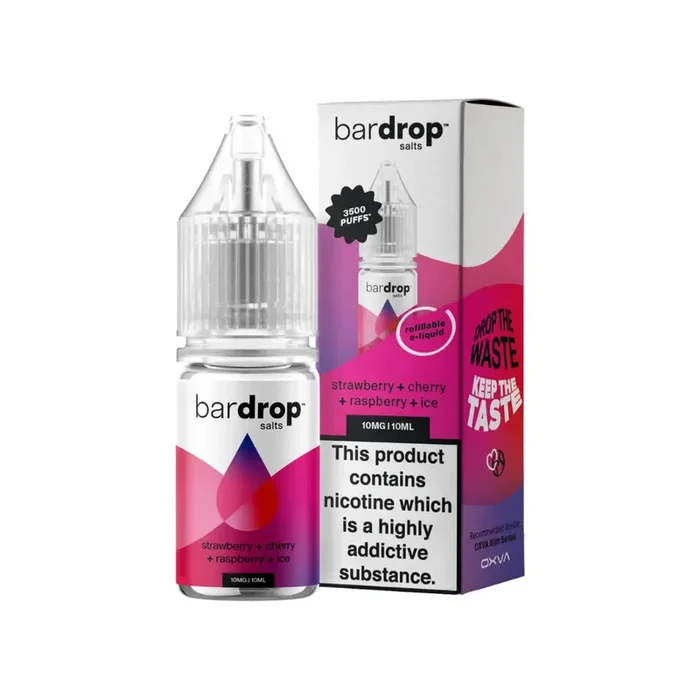 Bar Drop Strawberry Cherry Raspberry Ice 10ml Nic Salt E-liquid