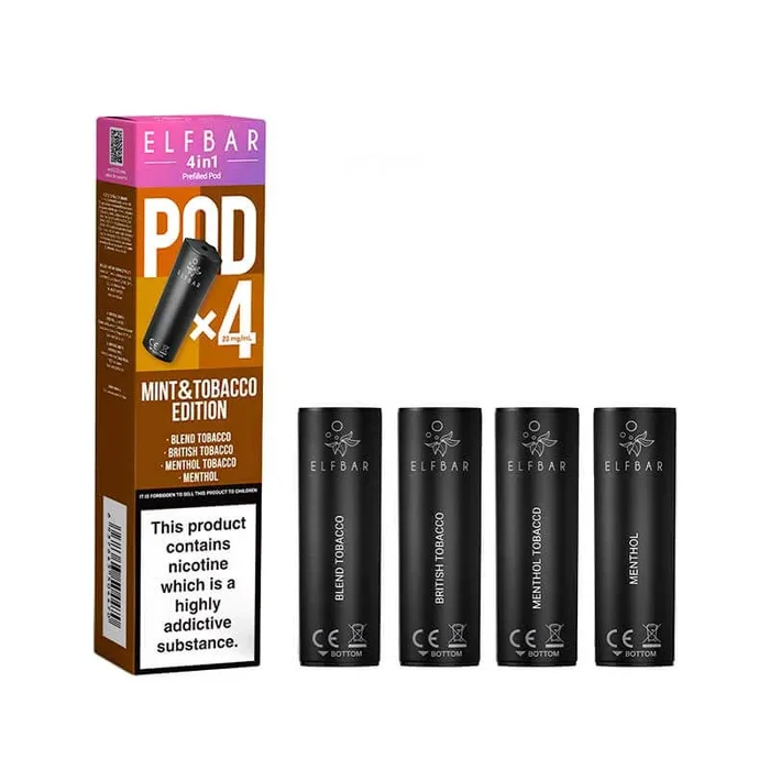 Elf Bar 4in1 Mint & Tobacco Edition Prefilled Vape Pods – 20mg