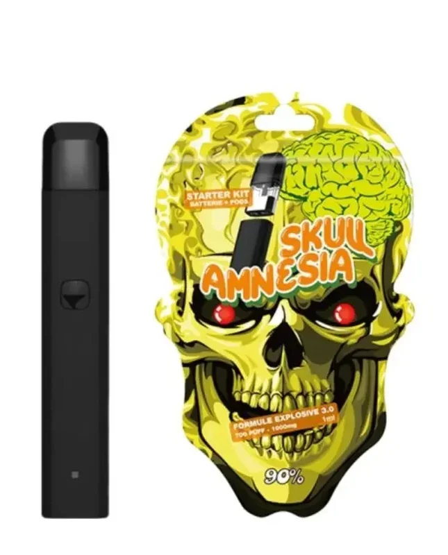 Starter Kit VAPE CBD RECHARGEABLE Skull Amnesia Batterie + Pod 90% MCP-N, MCP-S + Muscimole 40mg